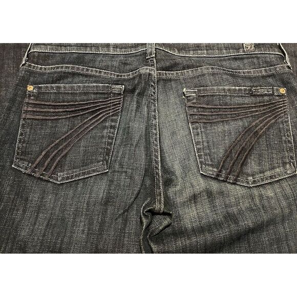 7 For All Mankind Denim - 7 For All Mankind Dojo Jeans Womens 29 Flare Wide Leg Logo Pocket Denim